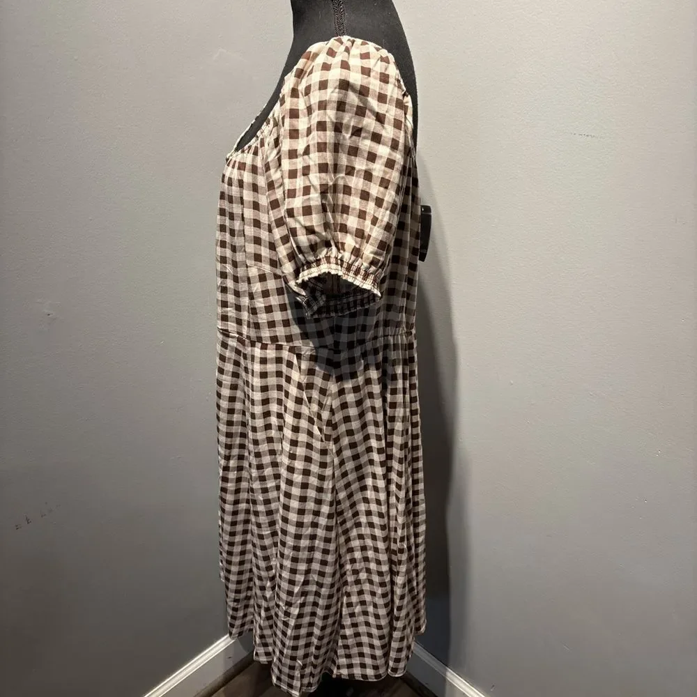 Torrid Cream and Brown Plaid Mini Dress - Picture 2 of 7